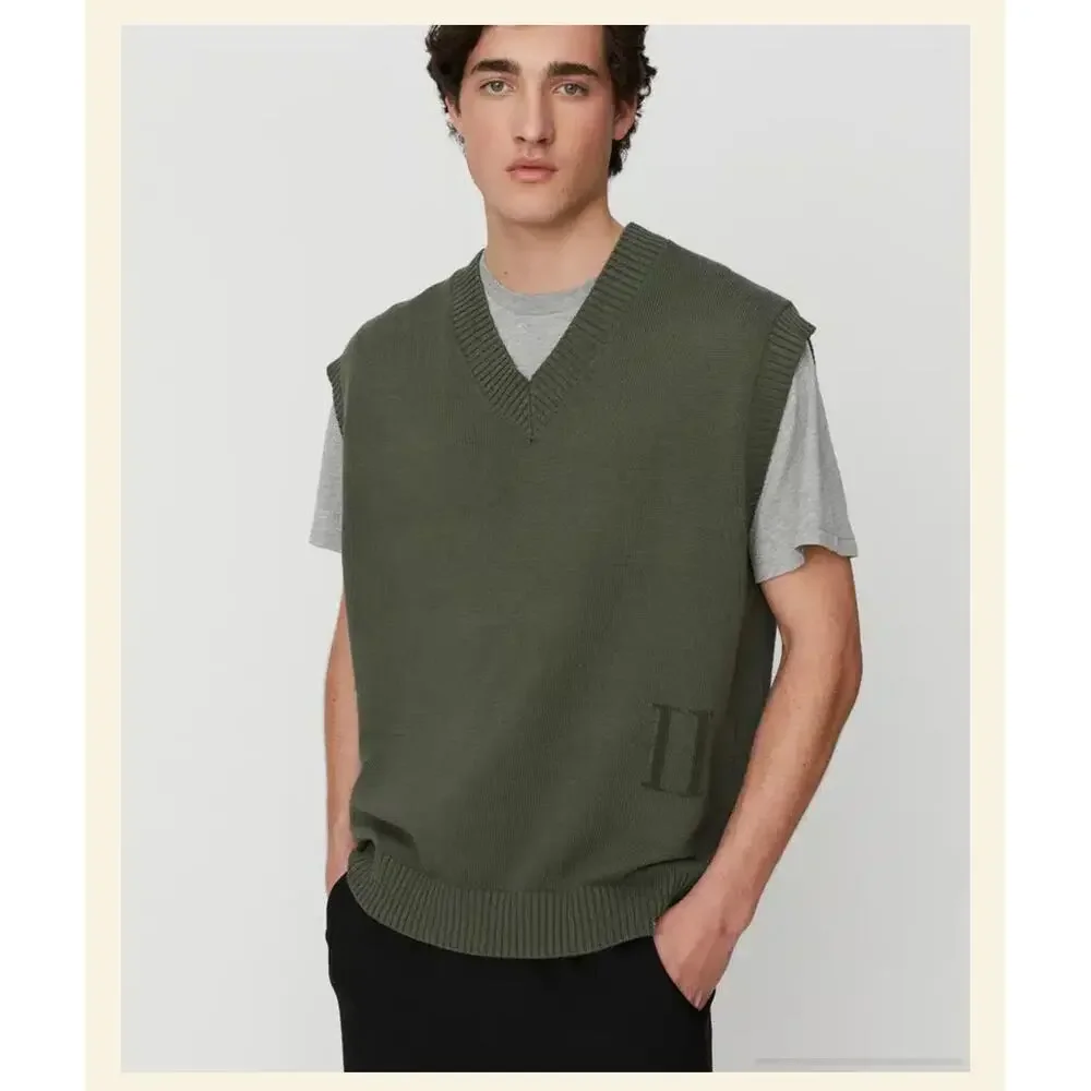 LES DEUX KNIT VEST SCANDINAVIAN STREETWEAR OVERSIZE FIT LINEN BLEND MEN SIZE M